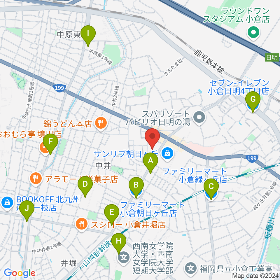 マメット音楽教室周辺のコンビニエンスストア一覧地図