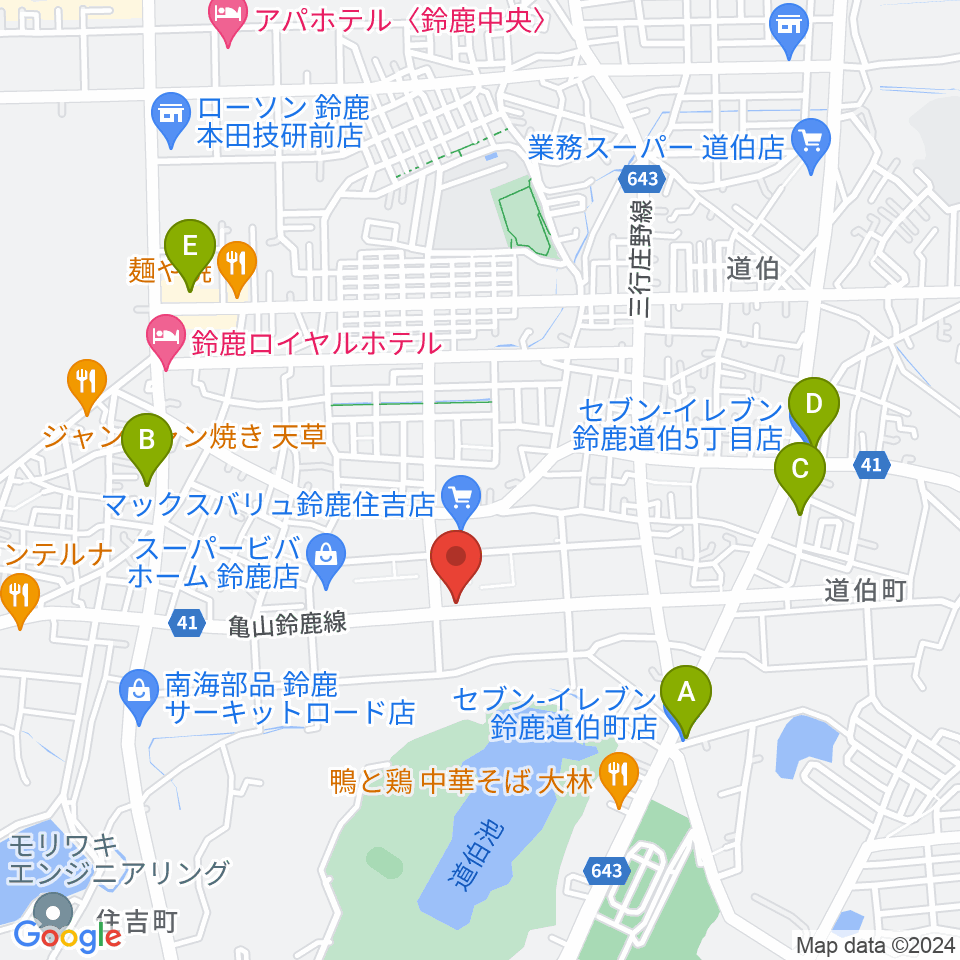 鈴鹿 VOICE HALL周辺のコンビニエンスストア一覧地図
