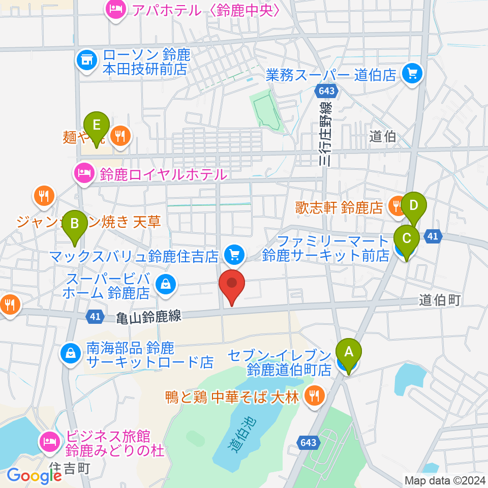 鈴鹿 VOICE HALL周辺のコンビニエンスストア一覧地図