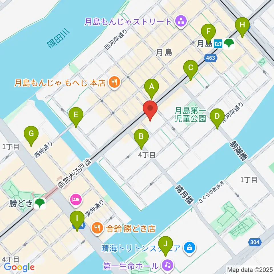 月島リトミックダンススタジオG&S周辺のコンビニエンスストア一覧地図