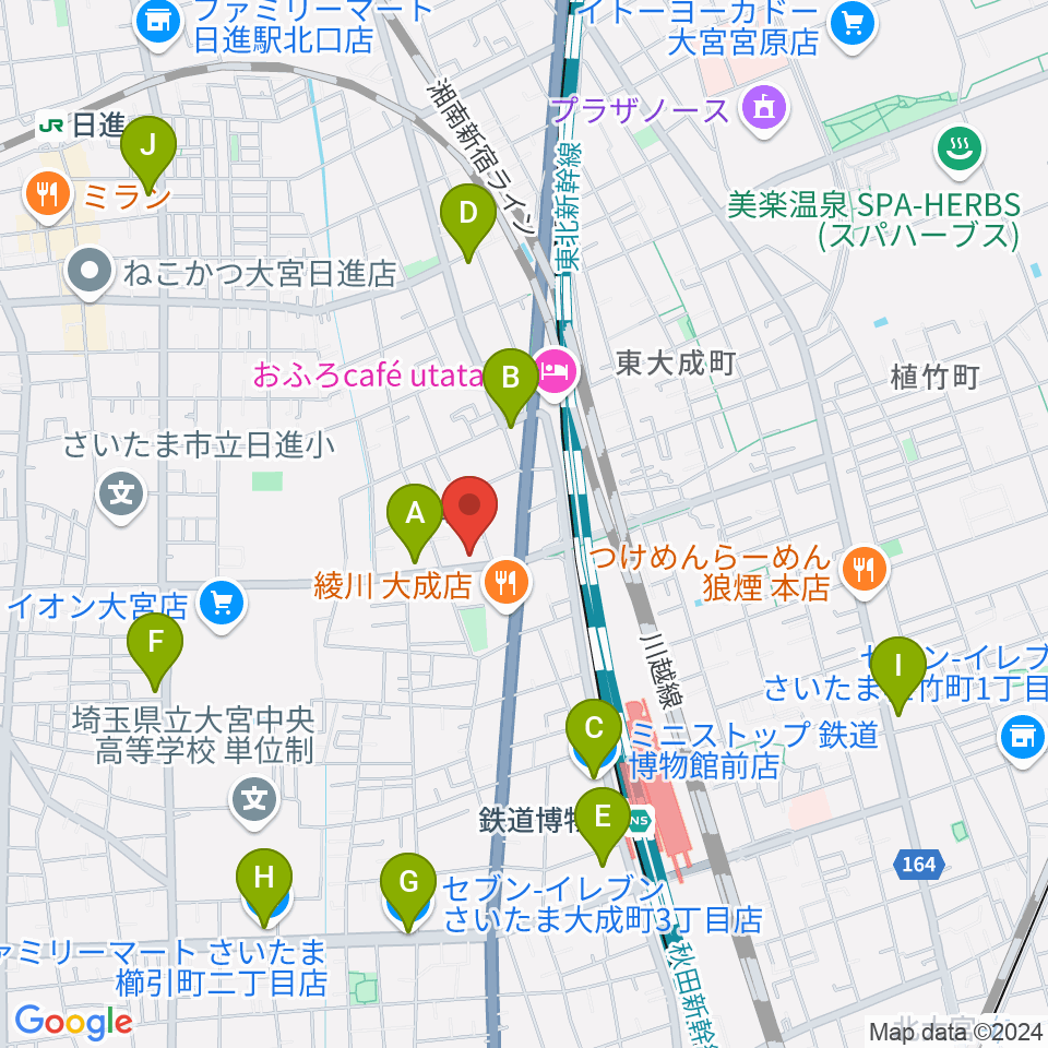 リトミックランドさいたま教室周辺のコンビニエンスストア一覧地図