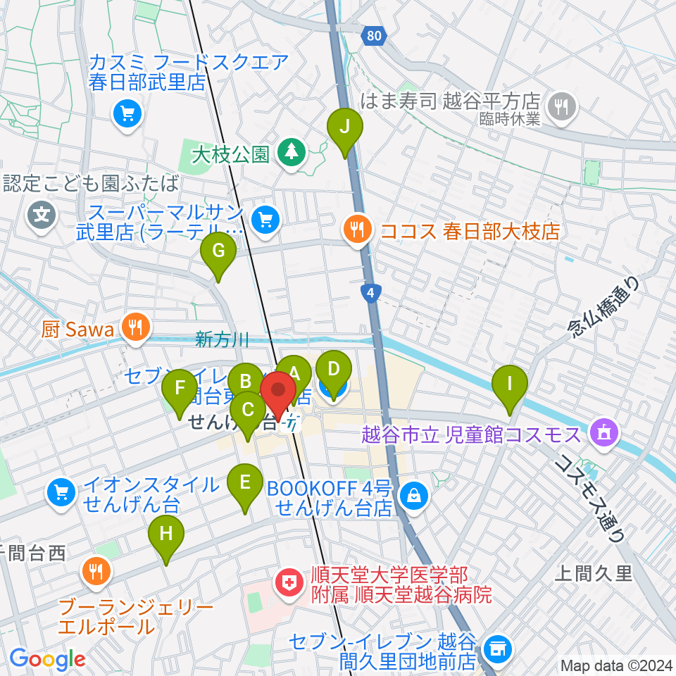 リトミックランドせんげん台教室周辺のコンビニエンスストア一覧地図