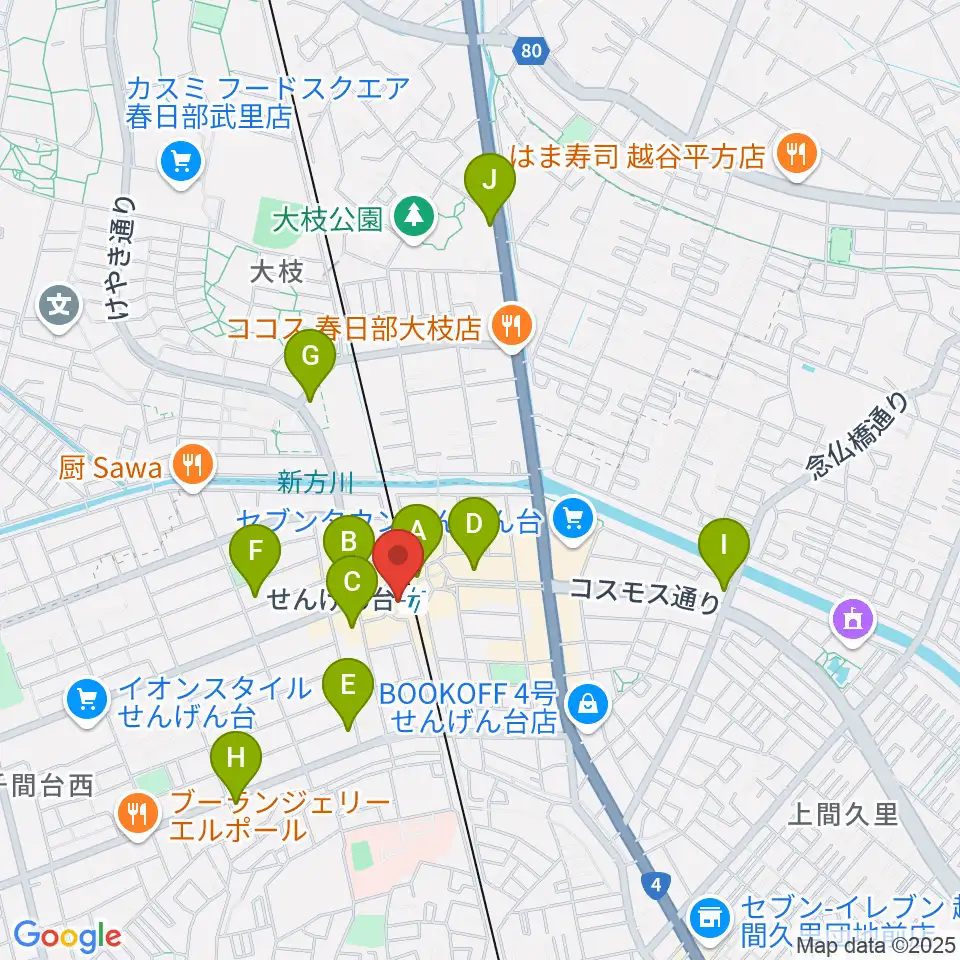 リトミックランドせんげん台教室周辺のコンビニエンスストア一覧地図
