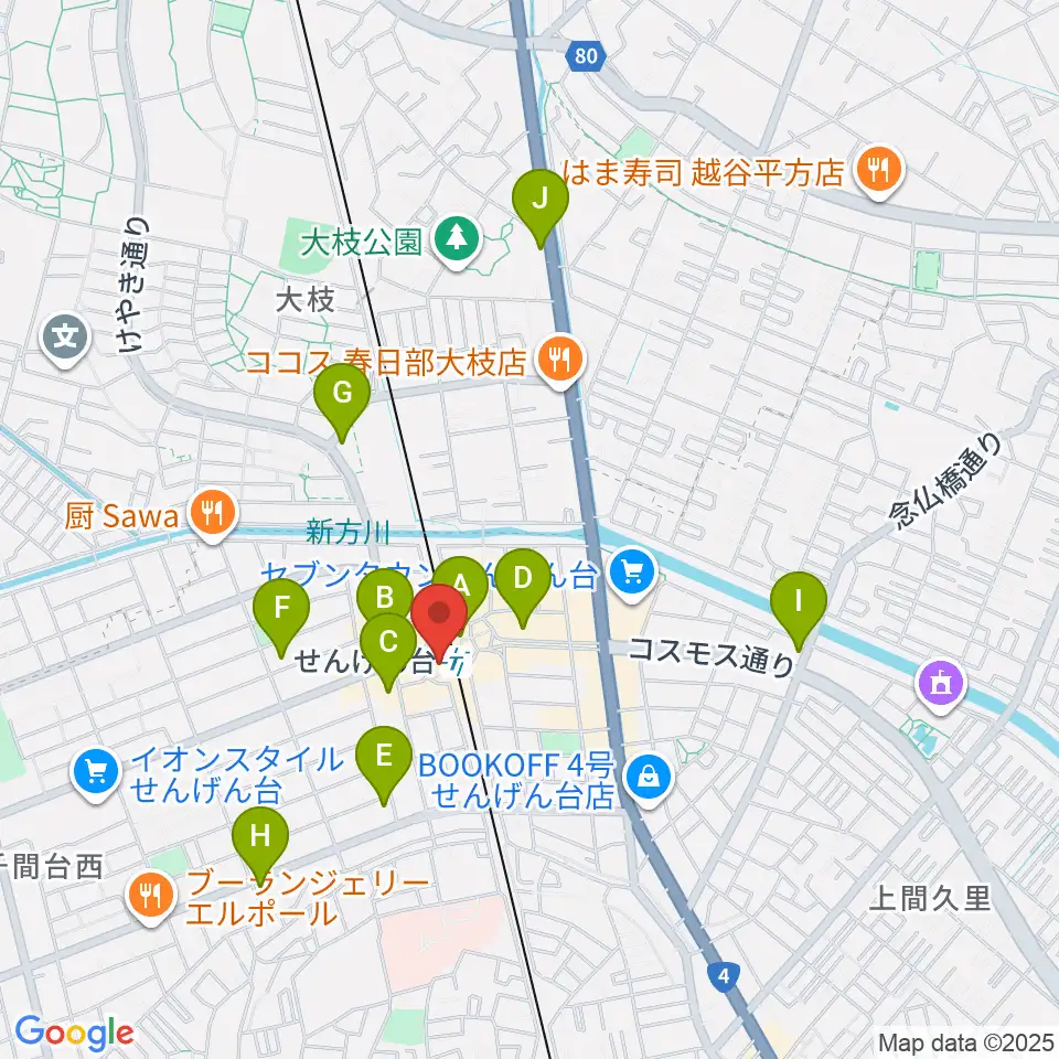 リトミックランドせんげん台教室周辺のコンビニエンスストア一覧地図