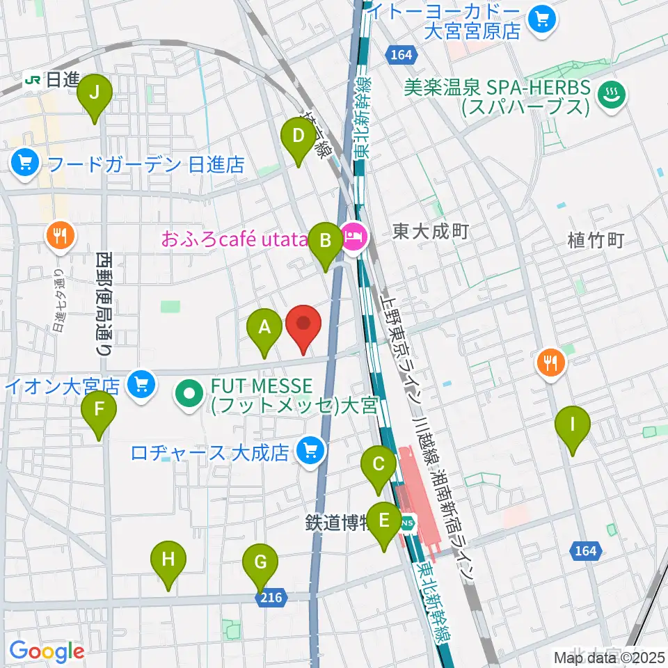 ユニオン楽器ピアノパワーセンターさいたま店周辺のコンビニエンスストア一覧地図