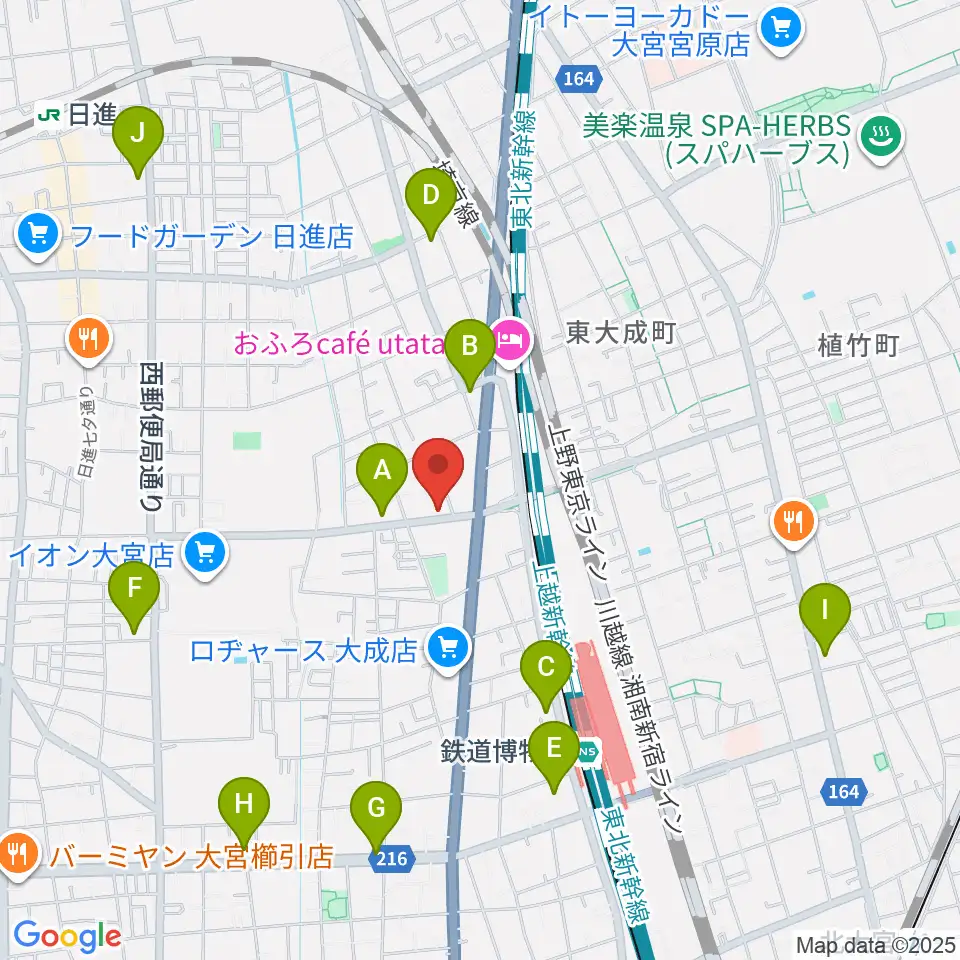ユニオン楽器ピアノパワーセンターさいたま店周辺のコンビニエンスストア一覧地図