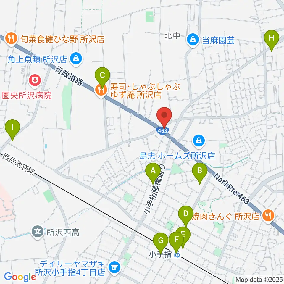 ピアノパワーセンター所沢店周辺のコンビニエンスストア一覧地図
