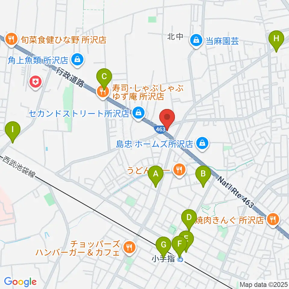 ピアノパワーセンター所沢店周辺のコンビニエンスストア一覧地図