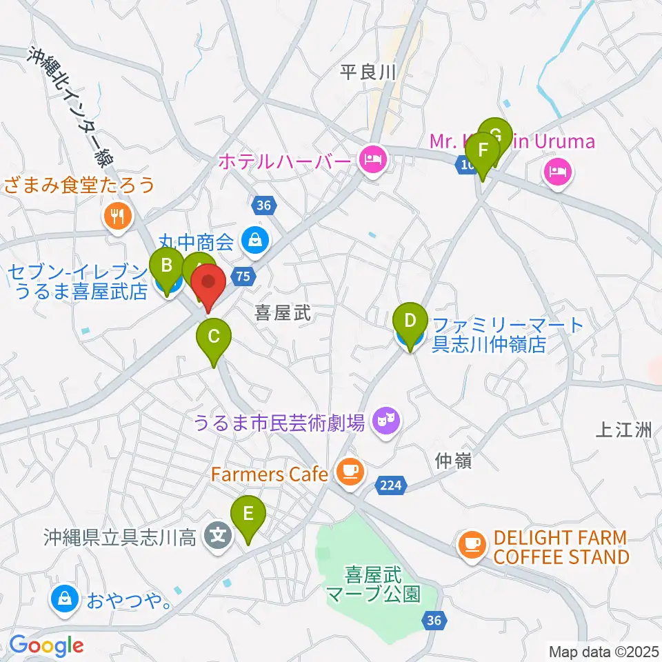 池武当新垣三線店周辺のコンビニエンスストア一覧地図