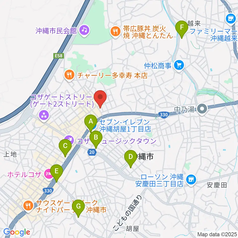 照屋林助三線店周辺のコンビニエンスストア一覧地図