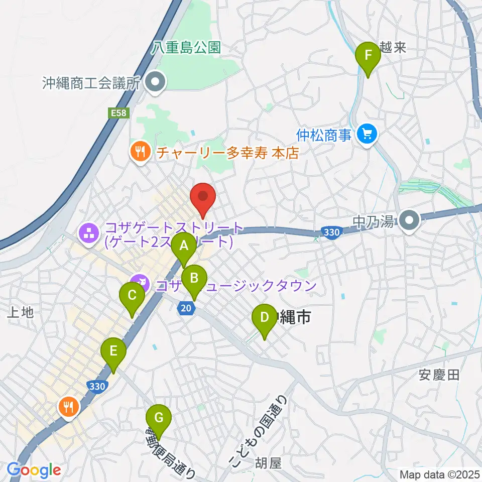 照屋林助三線店周辺のコンビニエンスストア一覧地図
