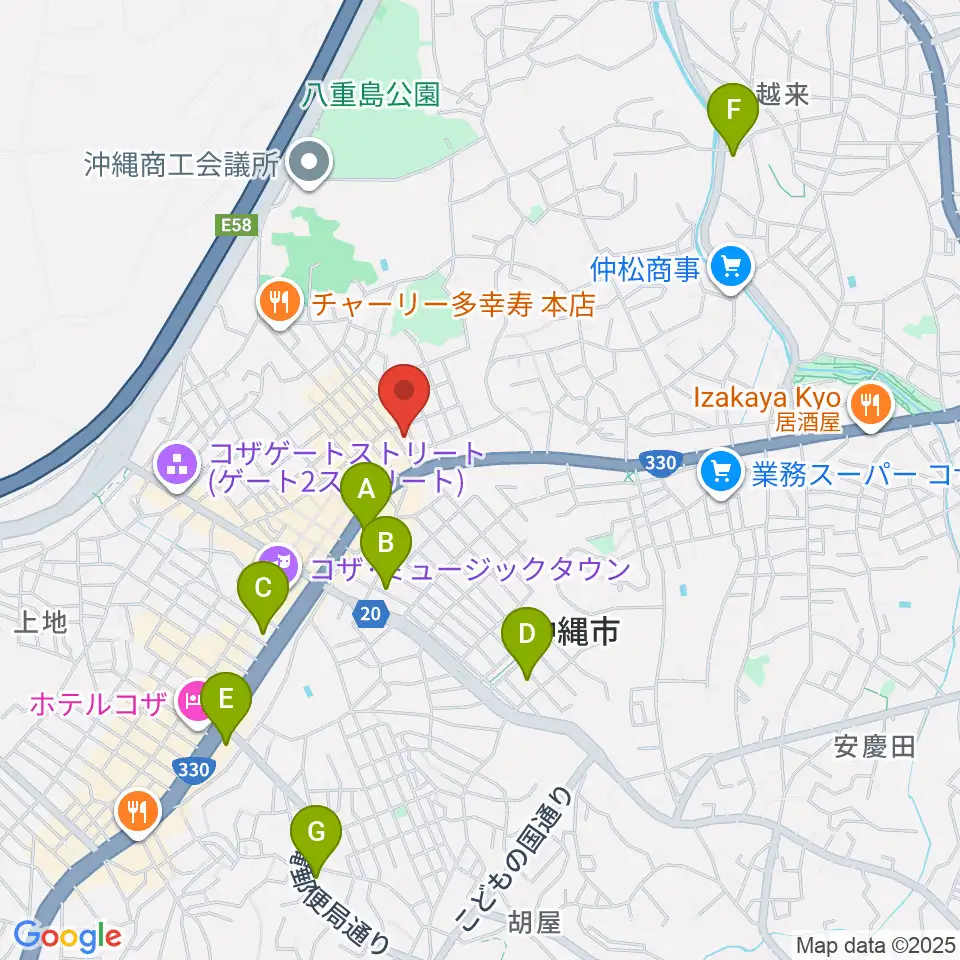 照屋林助三線店周辺のコンビニエンスストア一覧地図