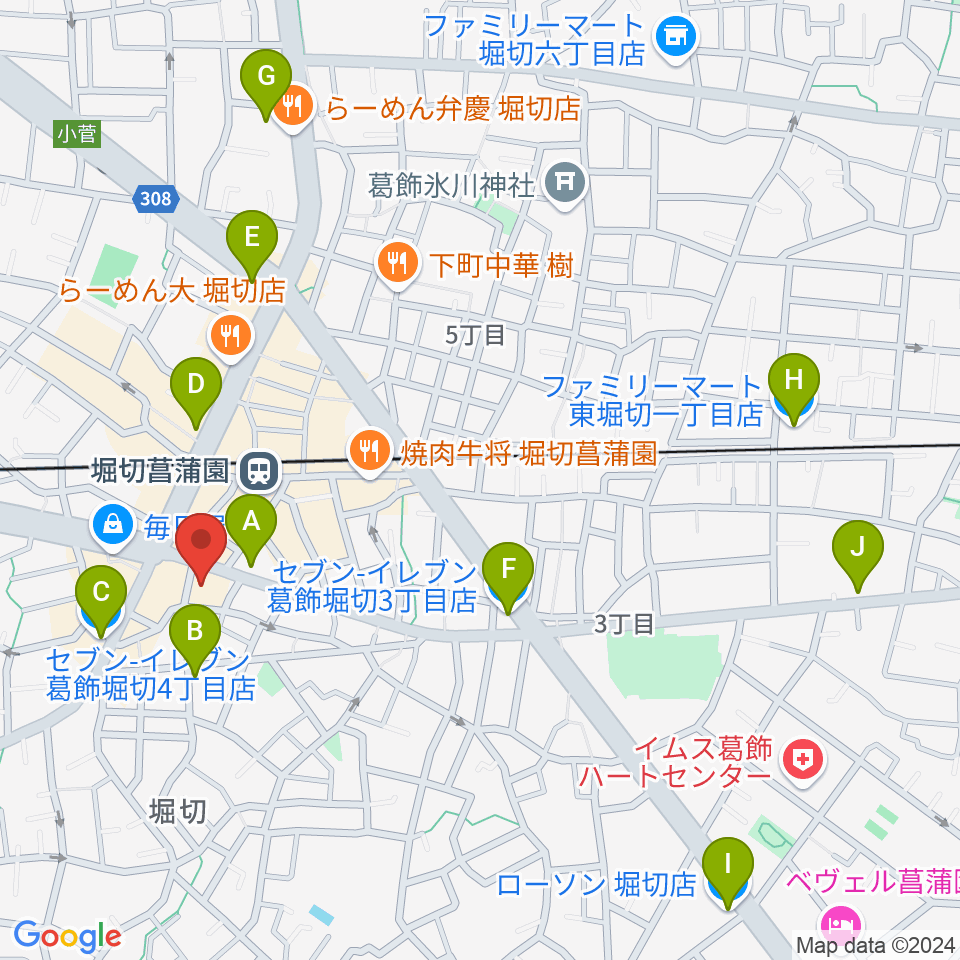 ミュージックスクール・ピュアボイス周辺のコンビニエンスストア一覧地図