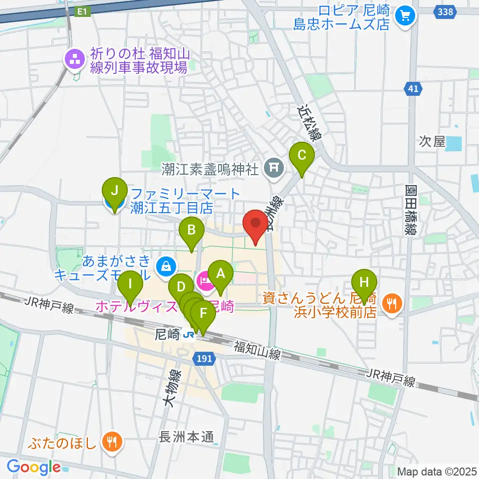 アール・エイチ・ワイ音楽教室 JR尼崎駅前教室周辺のコンビニエンスストア一覧地図