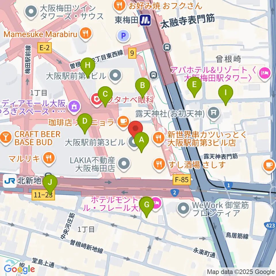 アール・エイチ・ワイ梅田周辺のコンビニエンスストア一覧地図