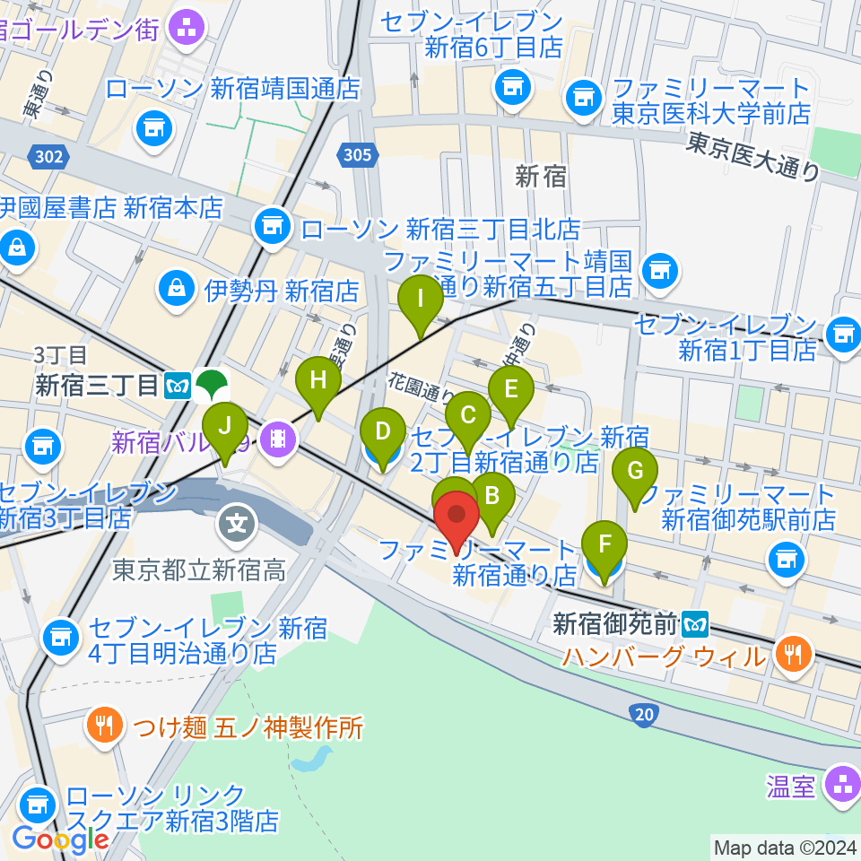 御苑サウンド周辺のコンビニエンスストア一覧地図