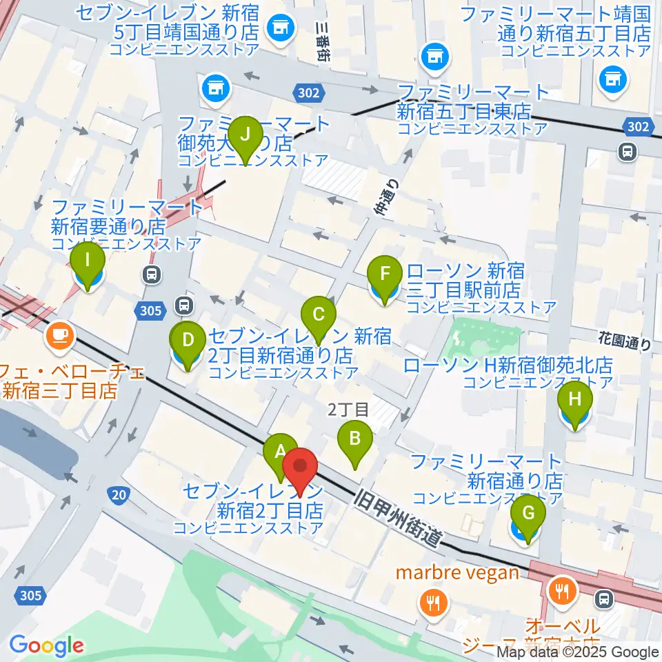 御苑サウンド周辺のコンビニエンスストア一覧地図