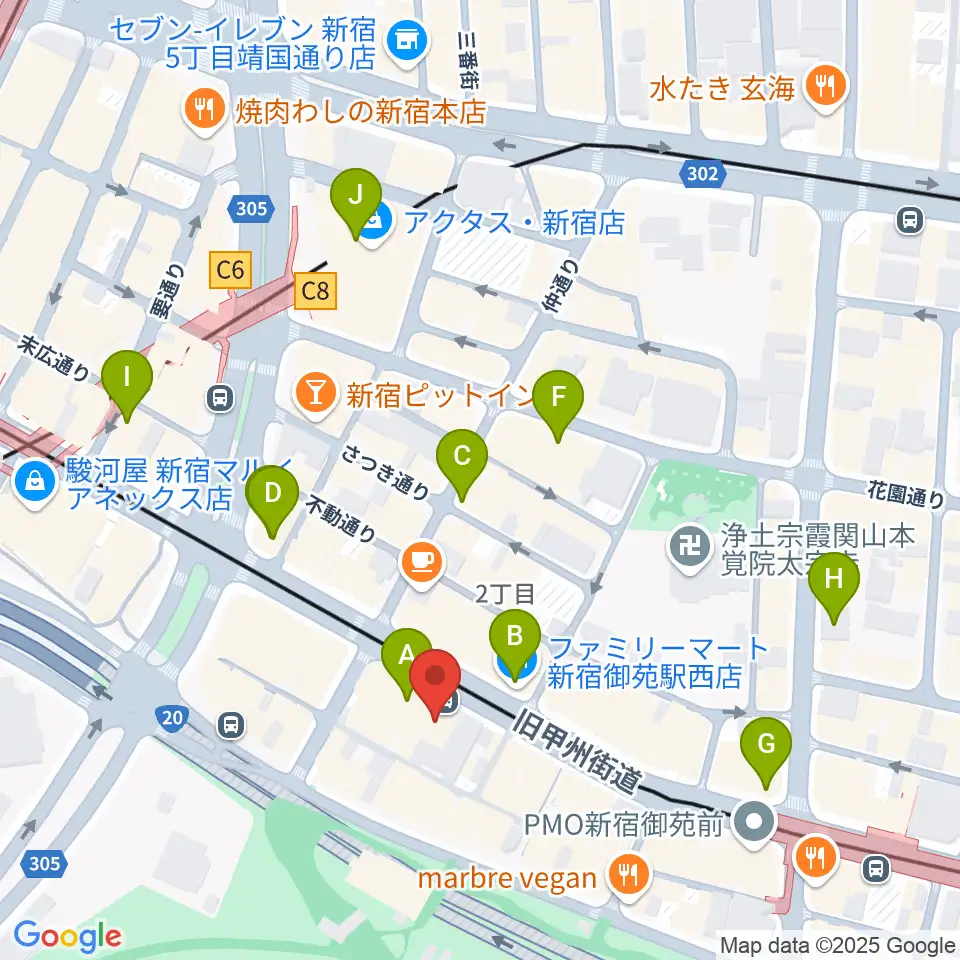 御苑サウンド周辺のコンビニエンスストア一覧地図