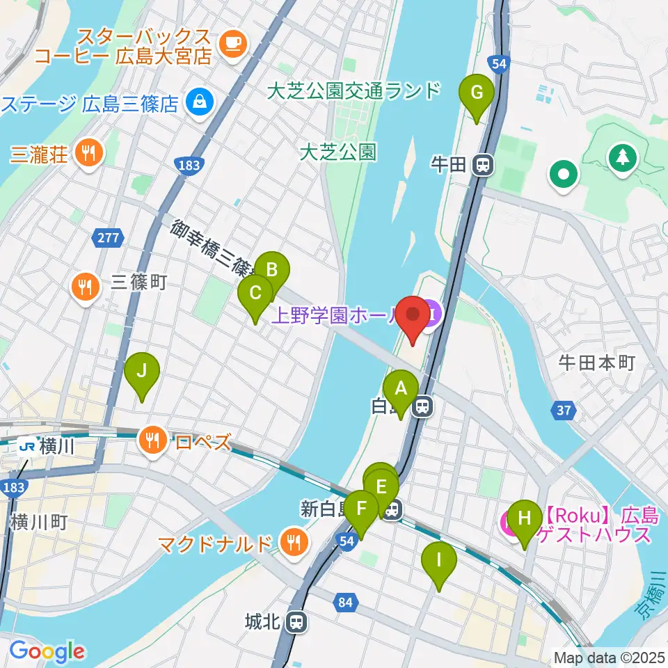 上野学園ホール周辺のコンビニエンスストア一覧地図