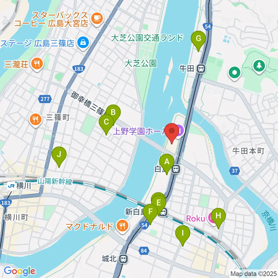 上野学園ホール周辺のコンビニエンスストア一覧地図