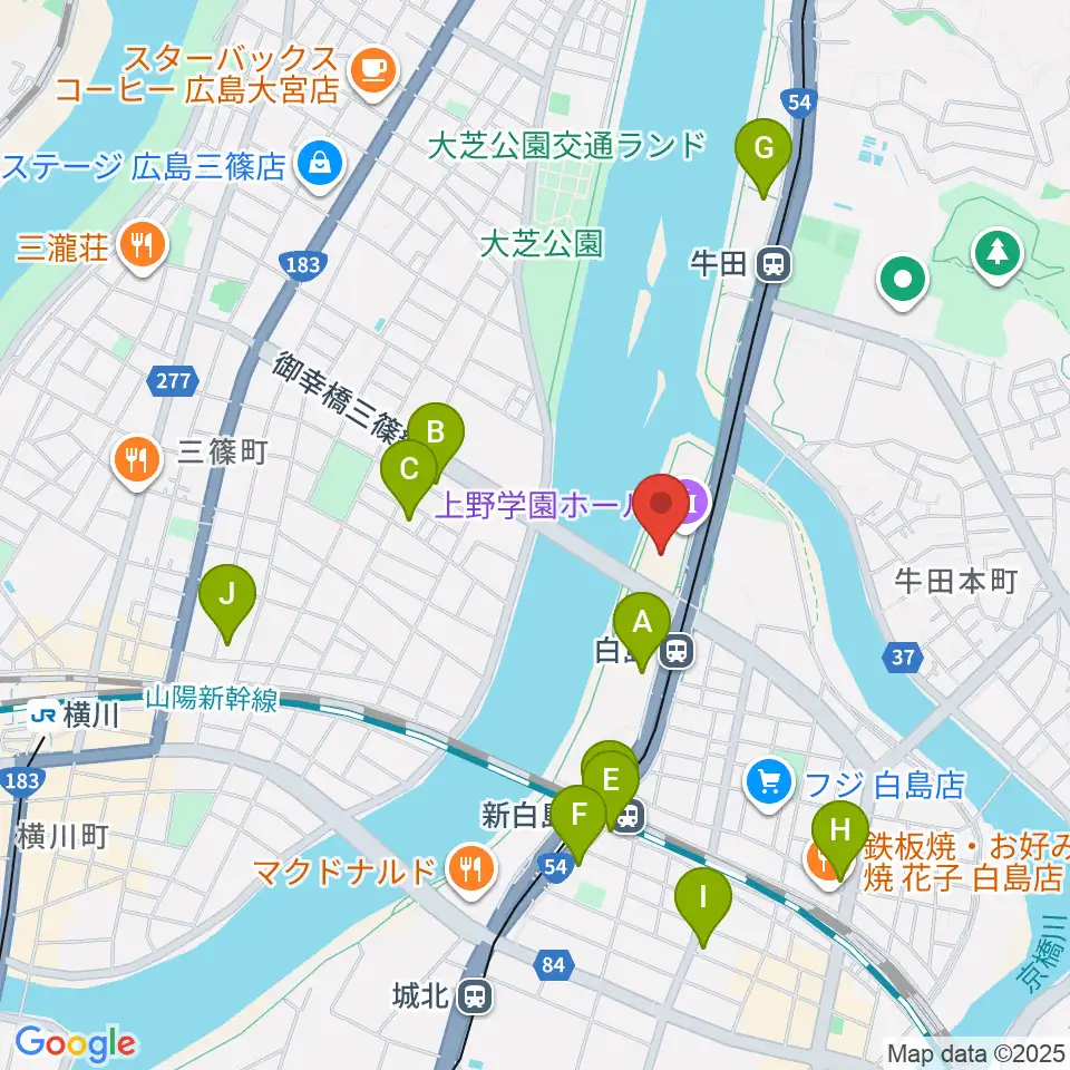 上野学園ホール周辺のコンビニエンスストア一覧地図