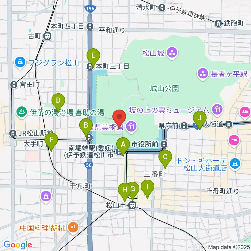 松山市民会館周辺のコンビニエンスストア一覧地図