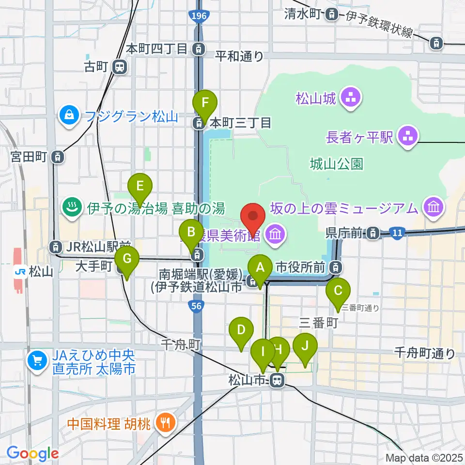 松山市民会館周辺のコンビニエンスストア一覧地図