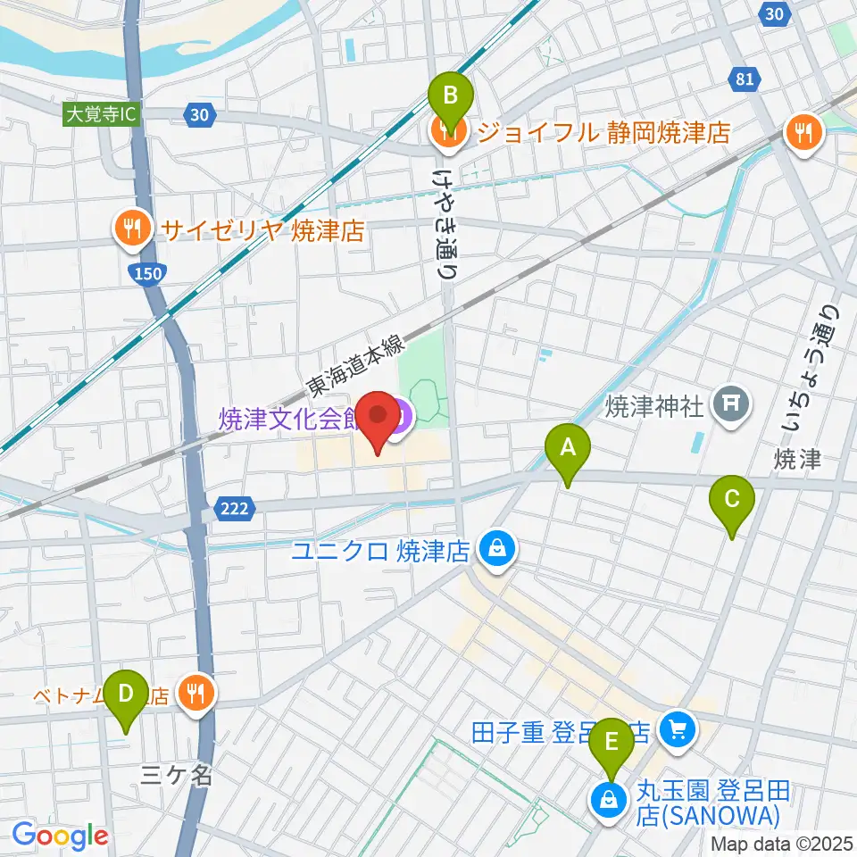 焼津文化会館周辺のコンビニエンスストア一覧地図