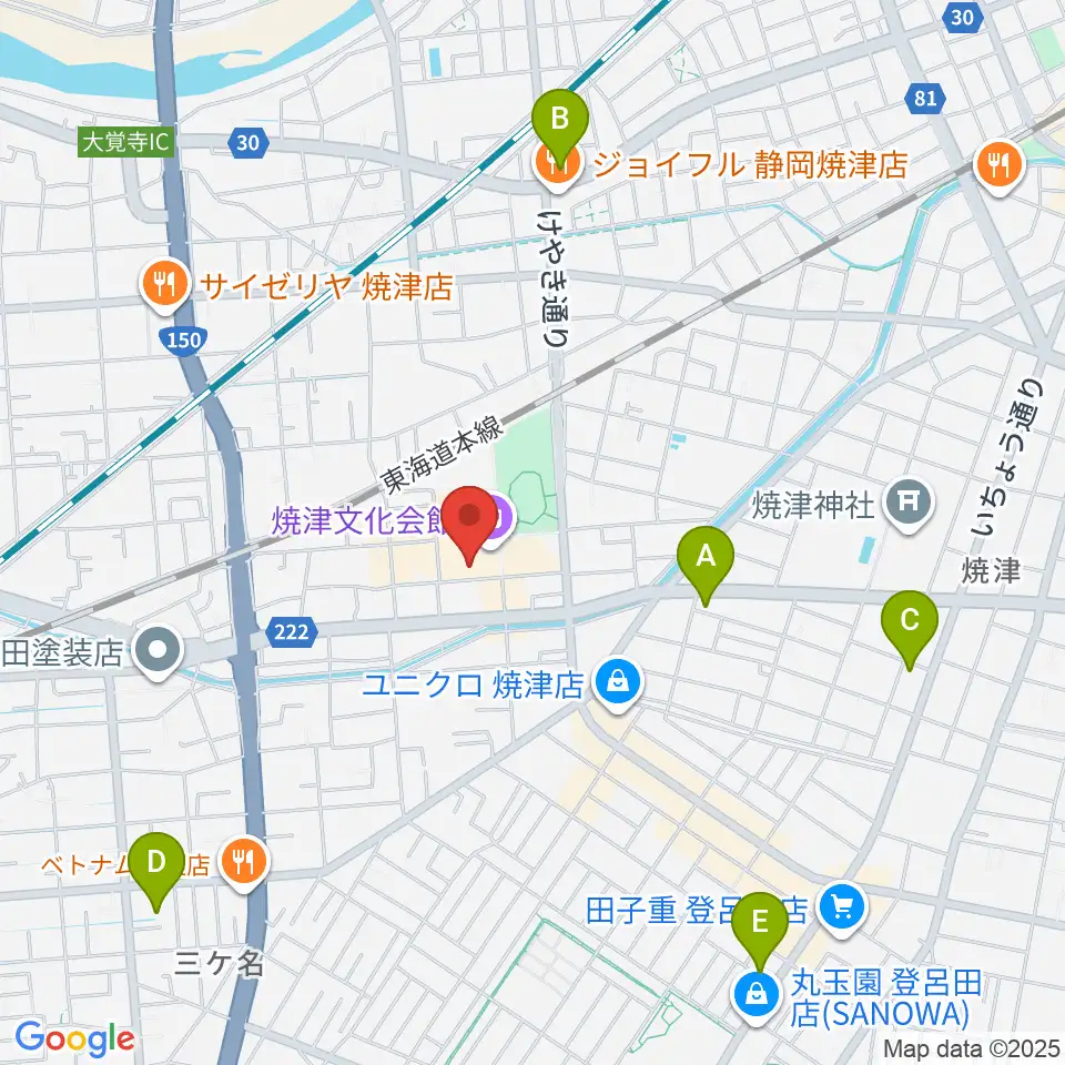 焼津文化会館周辺のコンビニエンスストア一覧地図