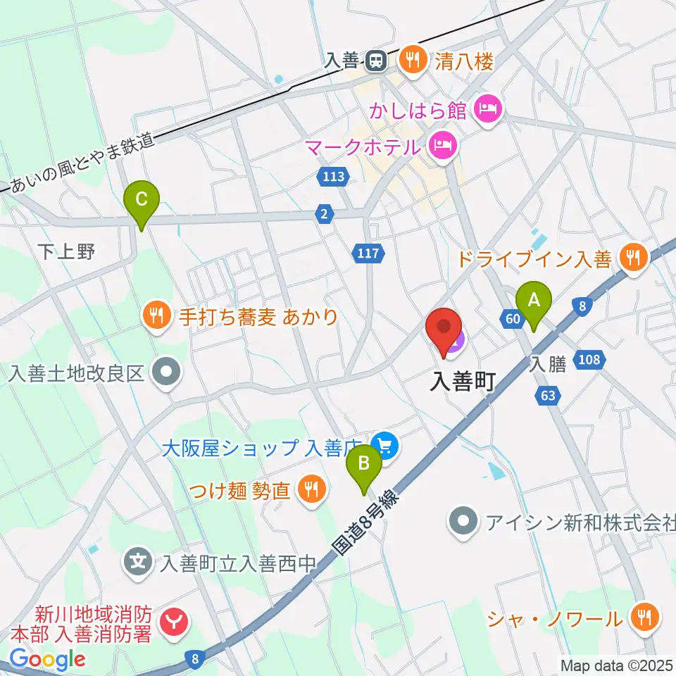 入善町民会館コスモホール周辺のコンビニエンスストア一覧地図