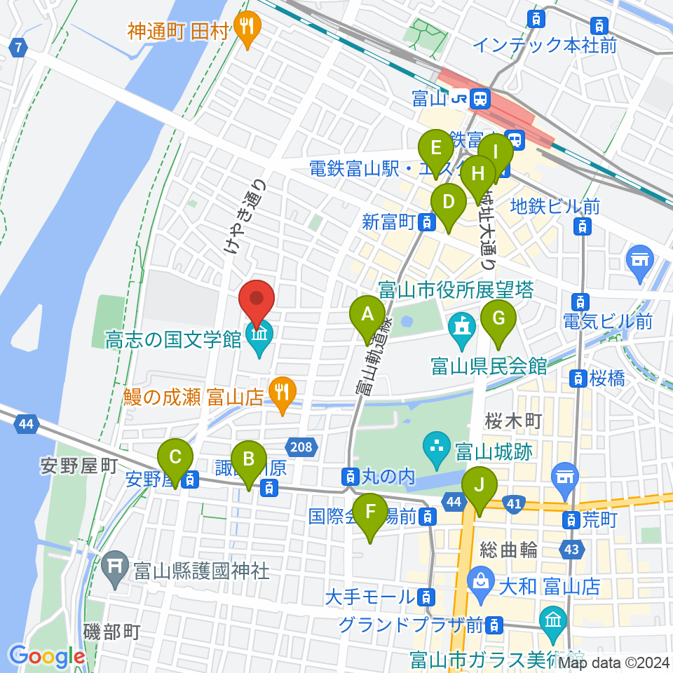 富山県教育文化会館周辺のコンビニエンスストア一覧地図