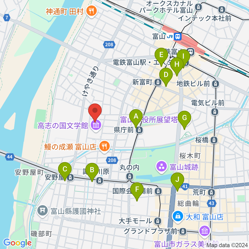 富山県教育文化会館周辺のコンビニエンスストア一覧地図