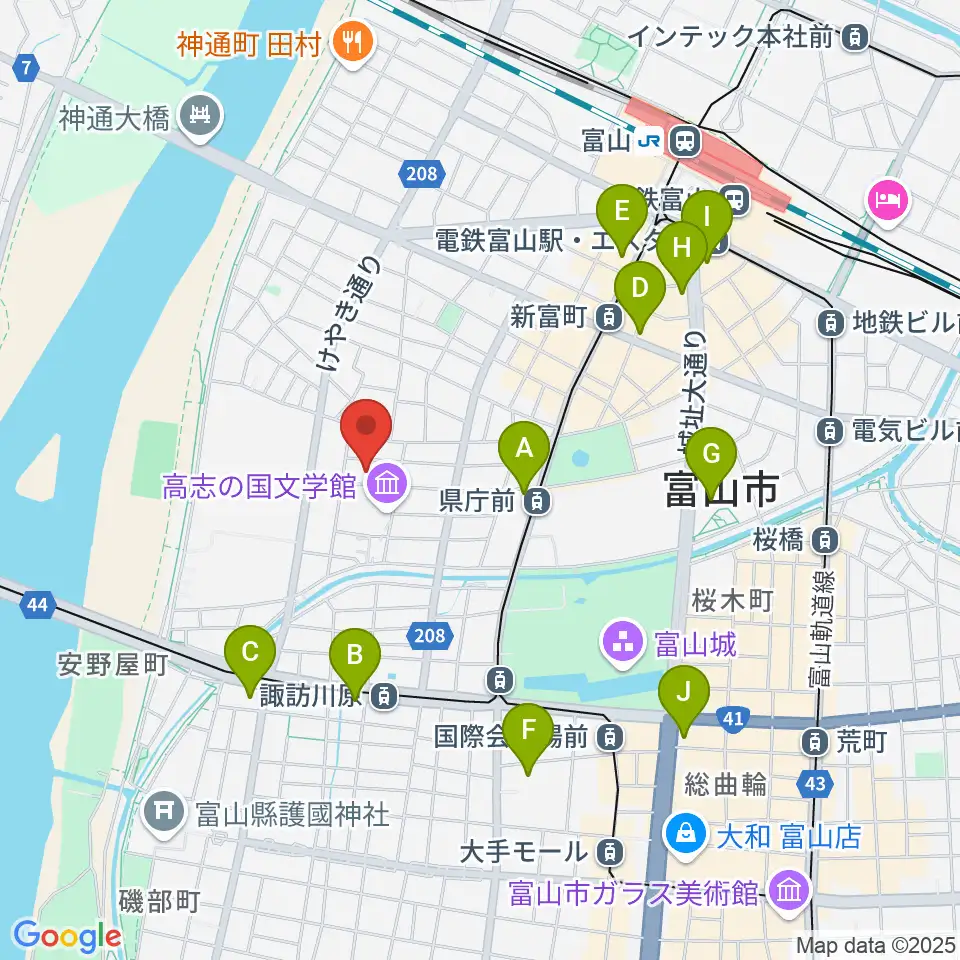 富山県教育文化会館周辺のコンビニエンスストア一覧地図