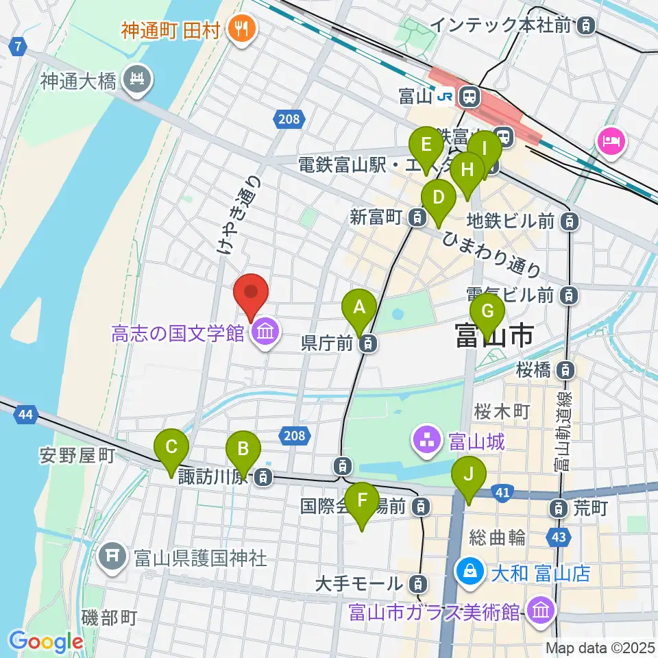 富山県教育文化会館周辺のコンビニエンスストア一覧地図