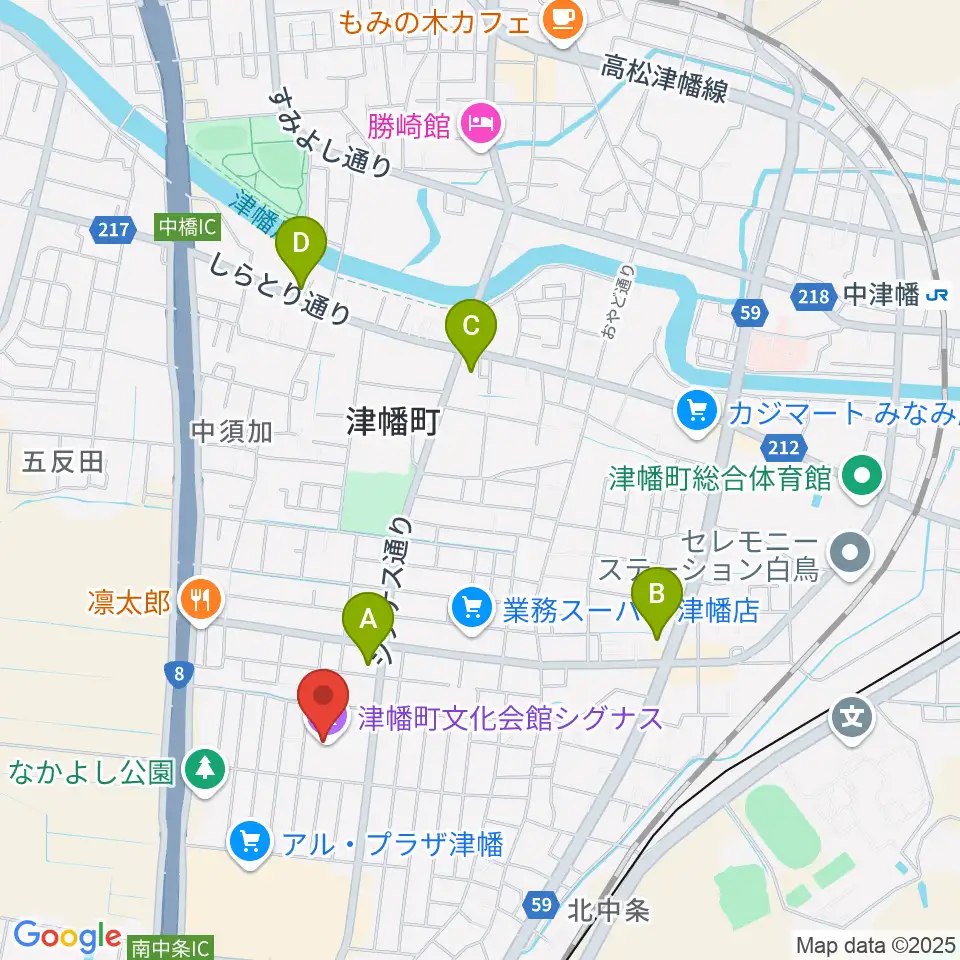 津幡町文化会館 シグナス周辺のコンビニエンスストア一覧地図