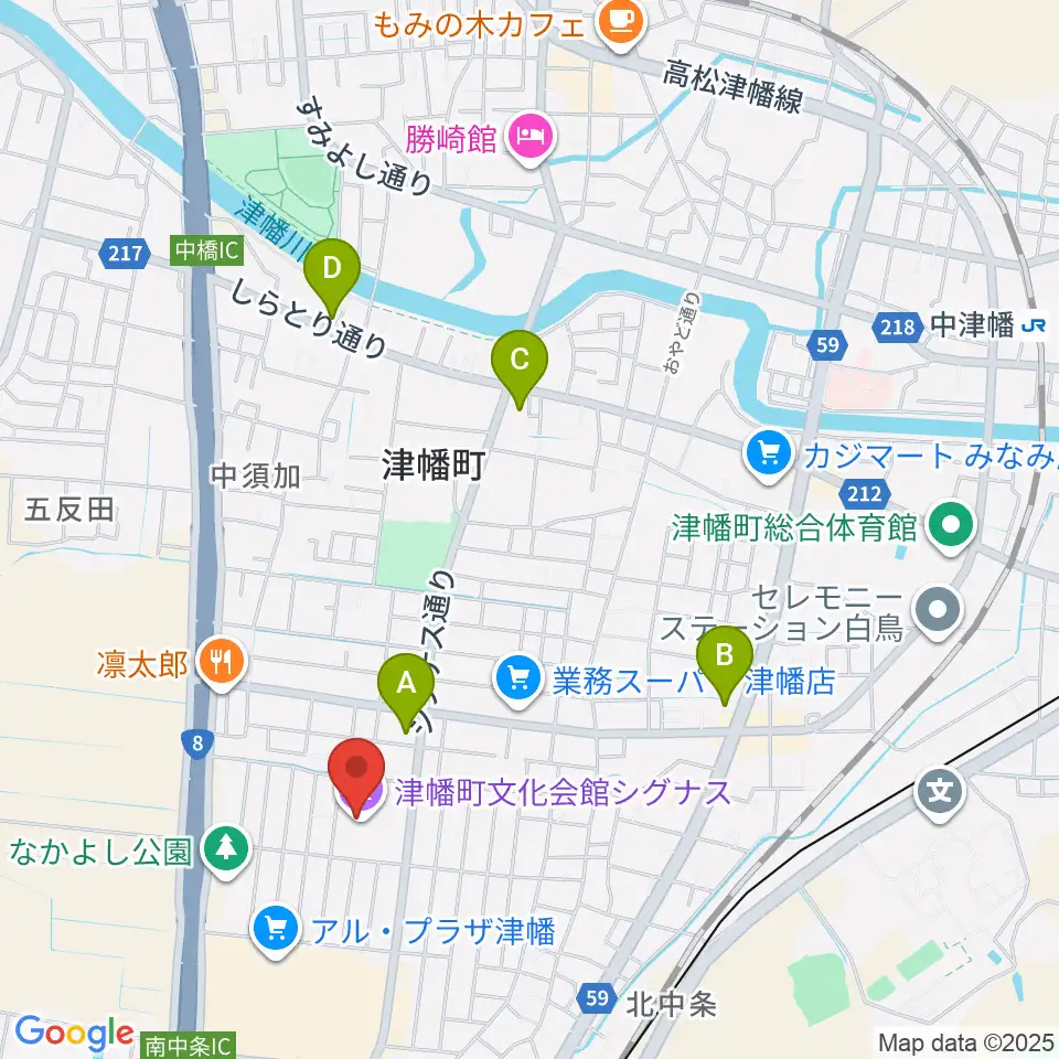 津幡町文化会館 シグナス周辺のコンビニエンスストア一覧地図