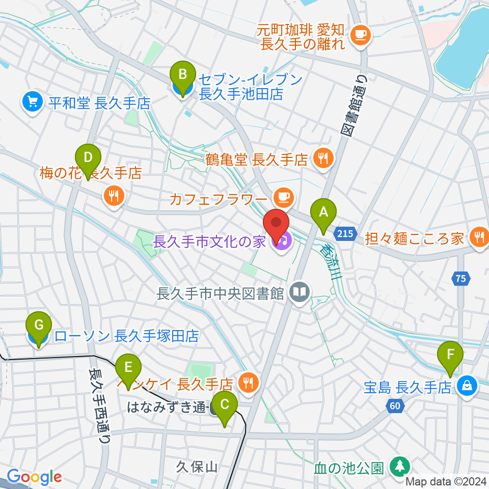 長久手市文化の家 音楽室・音楽スタジオ周辺のコンビニエンスストア一覧地図