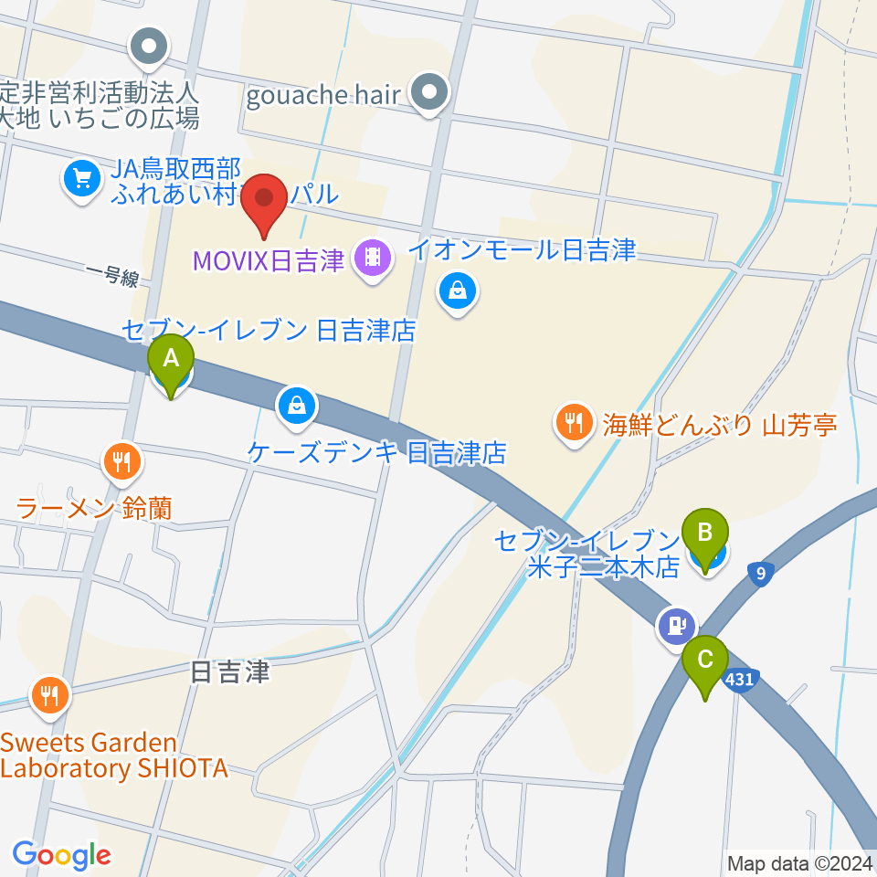 島村楽器 イオンモール日吉津店  周辺のコンビニエンスストア一覧地図