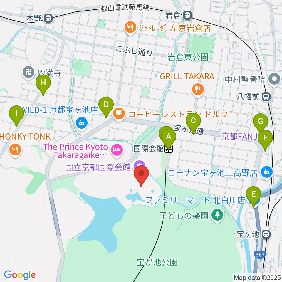 国立京都国際会館 ICC Kyoto周辺のコンビニエンスストア一覧地図