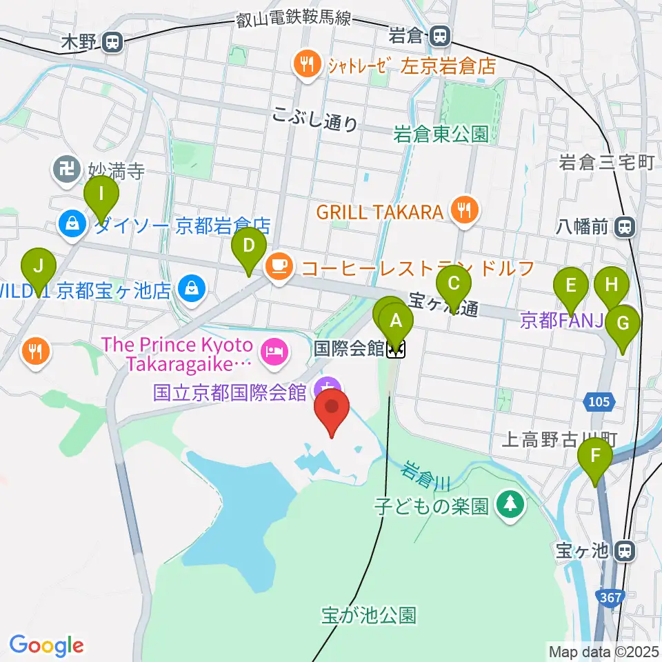 国立京都国際会館 ICC Kyoto周辺のコンビニエンスストア一覧地図