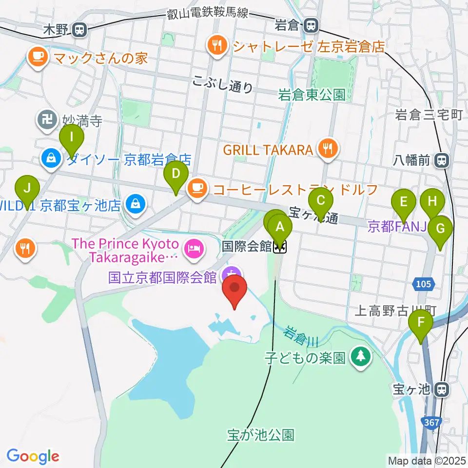 国立京都国際会館 ICC Kyoto周辺のコンビニエンスストア一覧地図