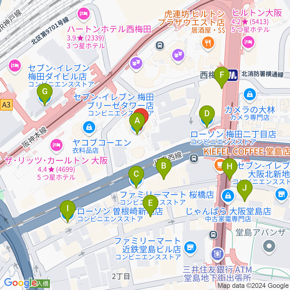 サンケイホールブリーゼ周辺のコンビニエンスストア一覧地図