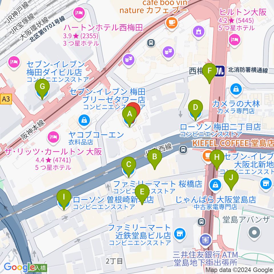 サンケイホールブリーゼ周辺のコンビニエンスストア一覧地図