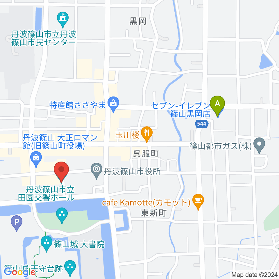 丹波篠山市立田園交響ホール周辺のコンビニエンスストア一覧地図