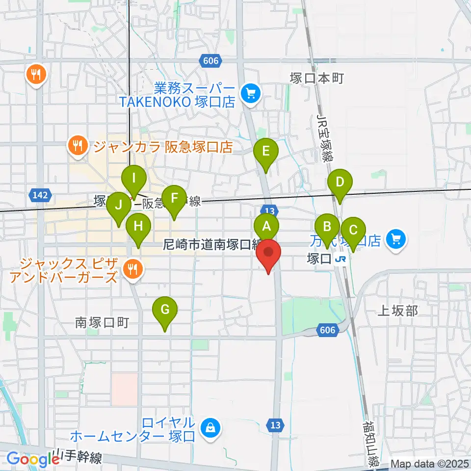 尼崎ピッコロシアター周辺のコンビニエンスストア一覧地図