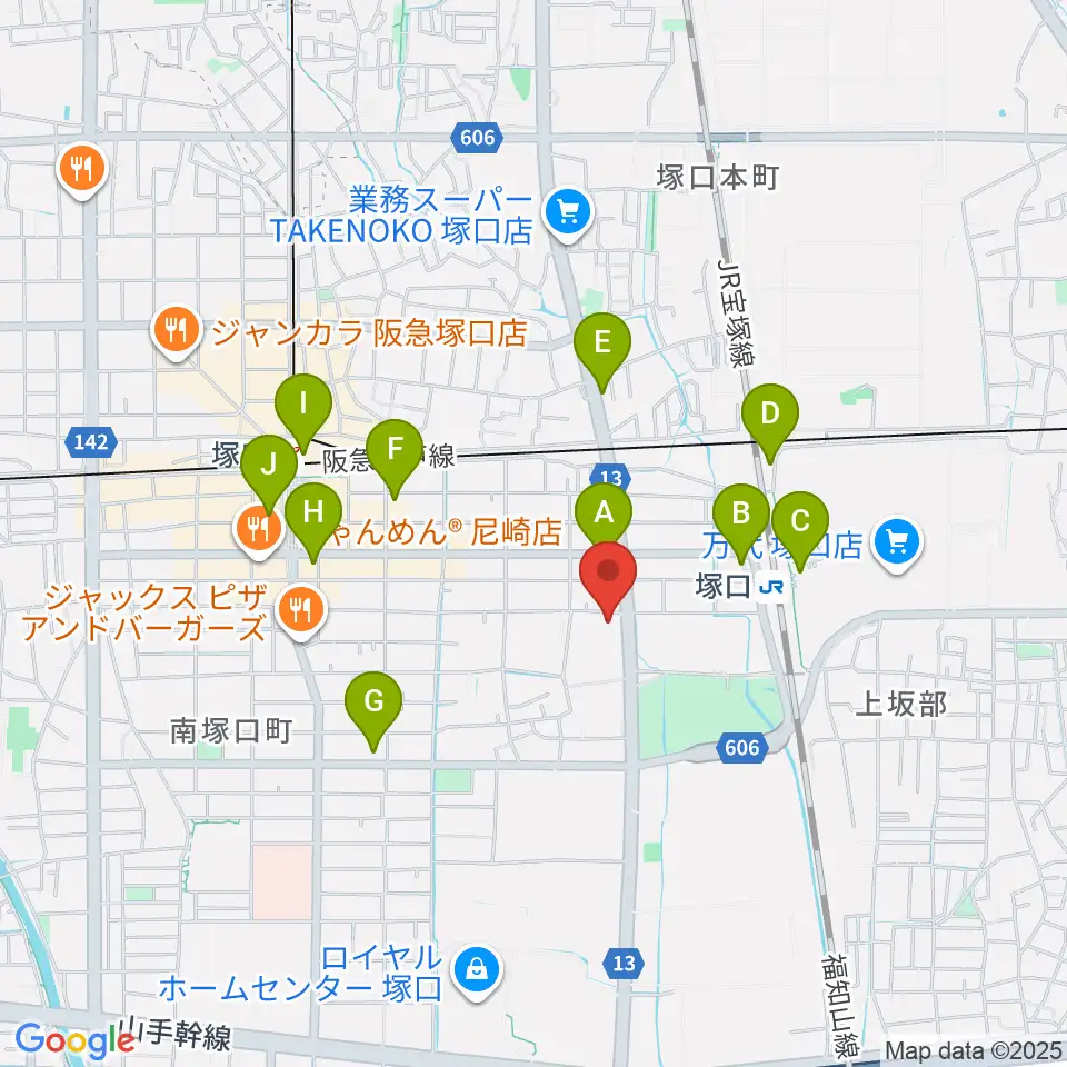 尼崎ピッコロシアター周辺のコンビニエンスストア一覧地図