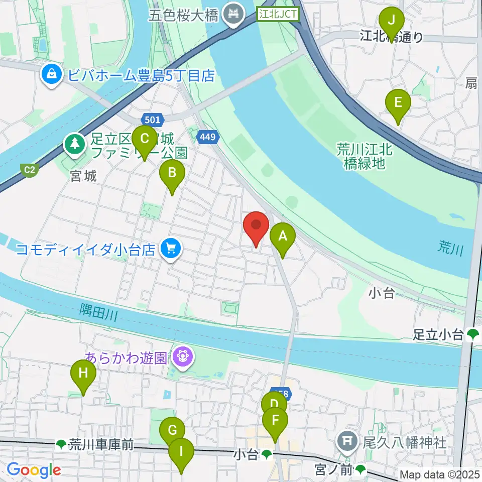 東音楽器足立センター周辺のコンビニエンスストア一覧地図