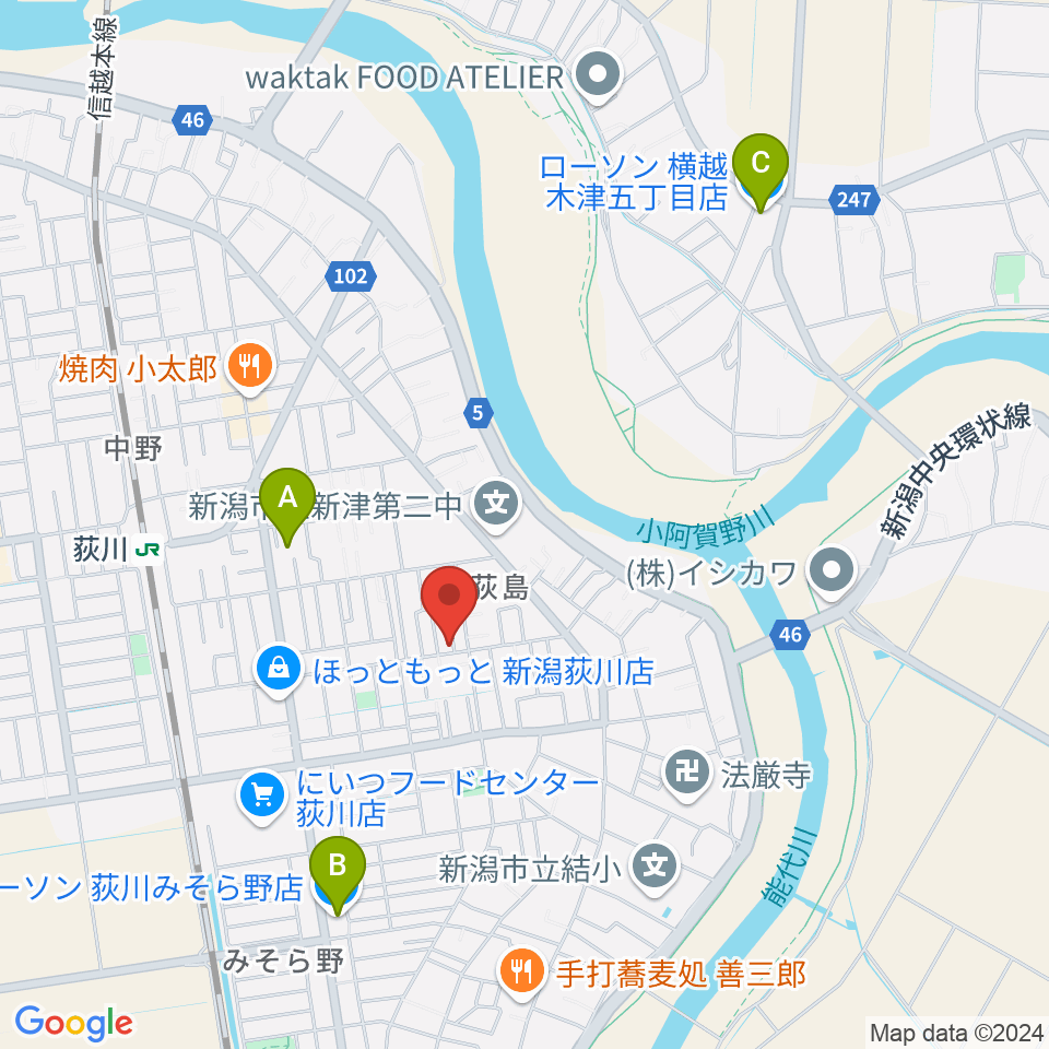 カネヅカ楽器周辺のコンビニエンスストア一覧地図