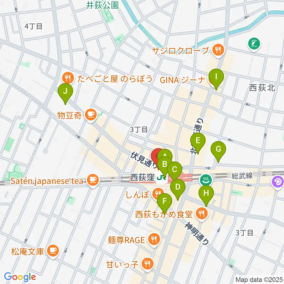 西荻窪ココパーム周辺のコンビニエンスストア一覧地図