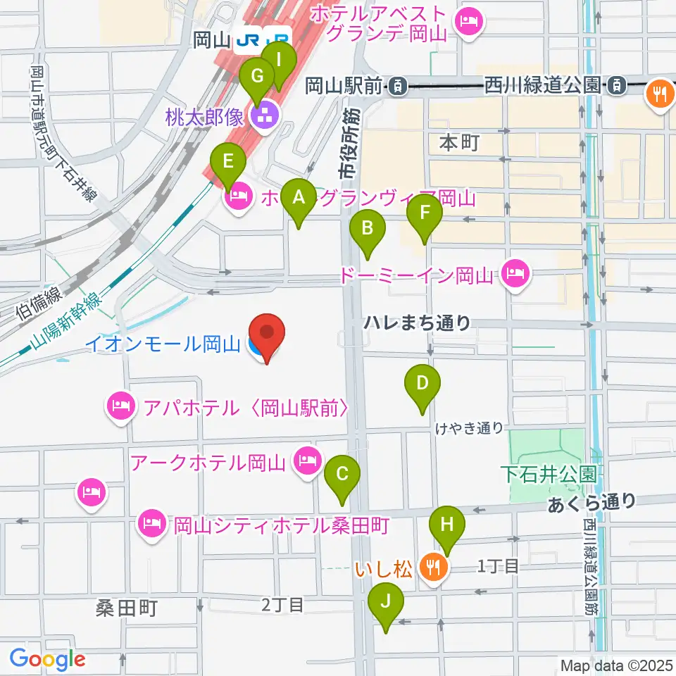 島村楽器 イオンモール岡山店 周辺のコンビニエンスストア一覧地図